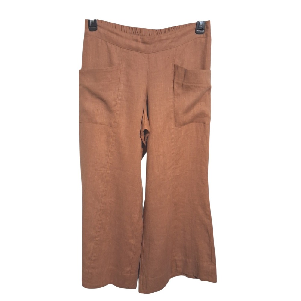 Ivy Jane Euro Summer Linen Wide Leg Pants Womens size Small Lagenlook Minimalist